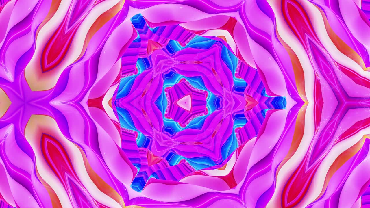 3d elegante abstracto en bucle bg como patrón simétrico ondulado como estructura caleidoscópica con ondas, vidrio líquido multicolor con hermosos colores de gradiente. 4k animado fluido colorido de moda