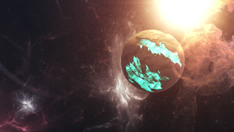 planeta alienígena en una nebulosa