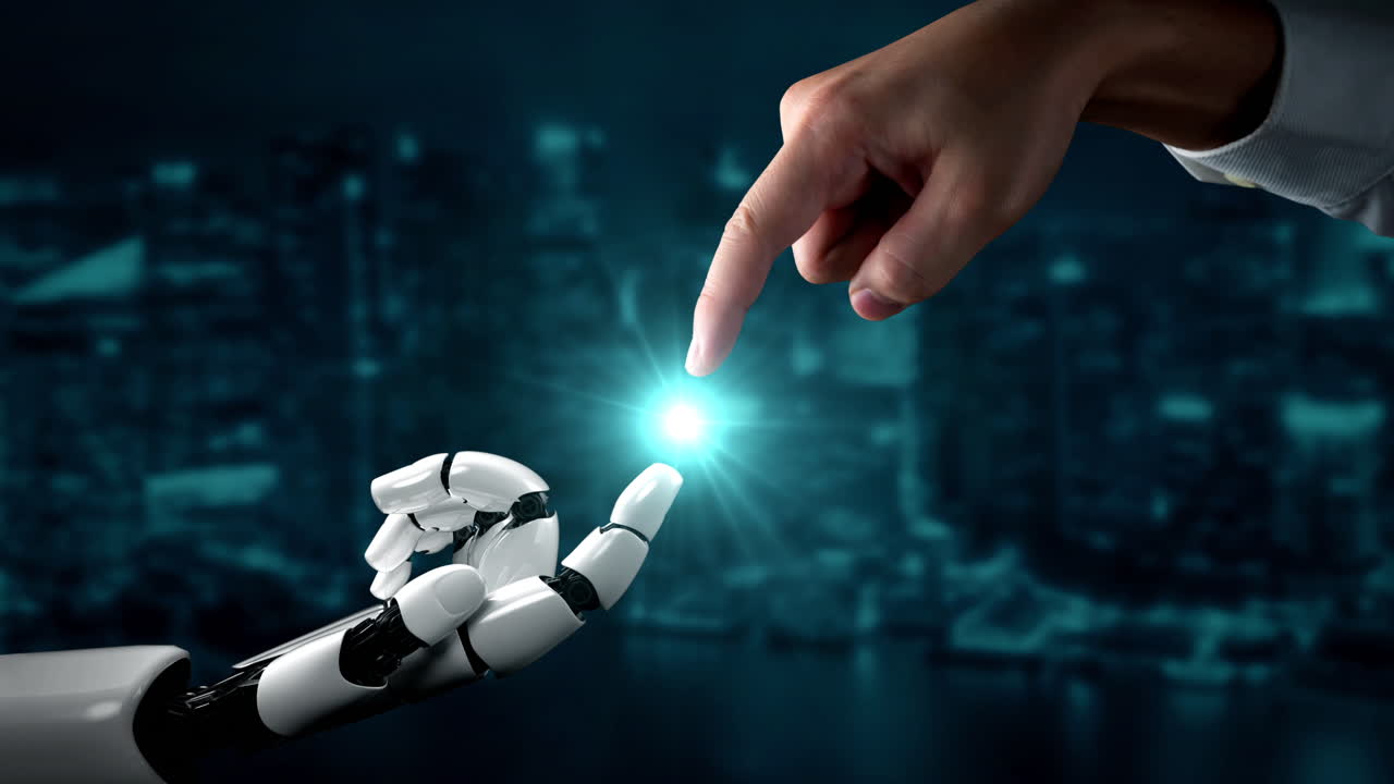 el robot futurista la inteligencia artificial iluminando el concepto de la tecnología ai