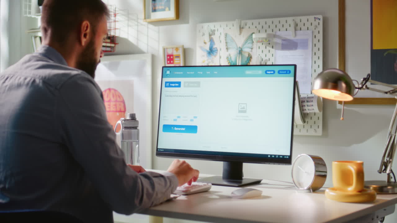 Man using computer to upload and analyze images