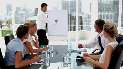businessman presenting something on a whiteboard
