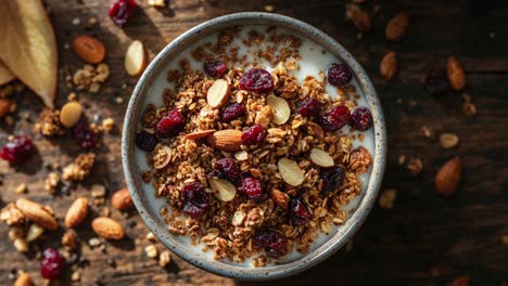 gezonde granola yoghurt parfait met amandelen en cranberries