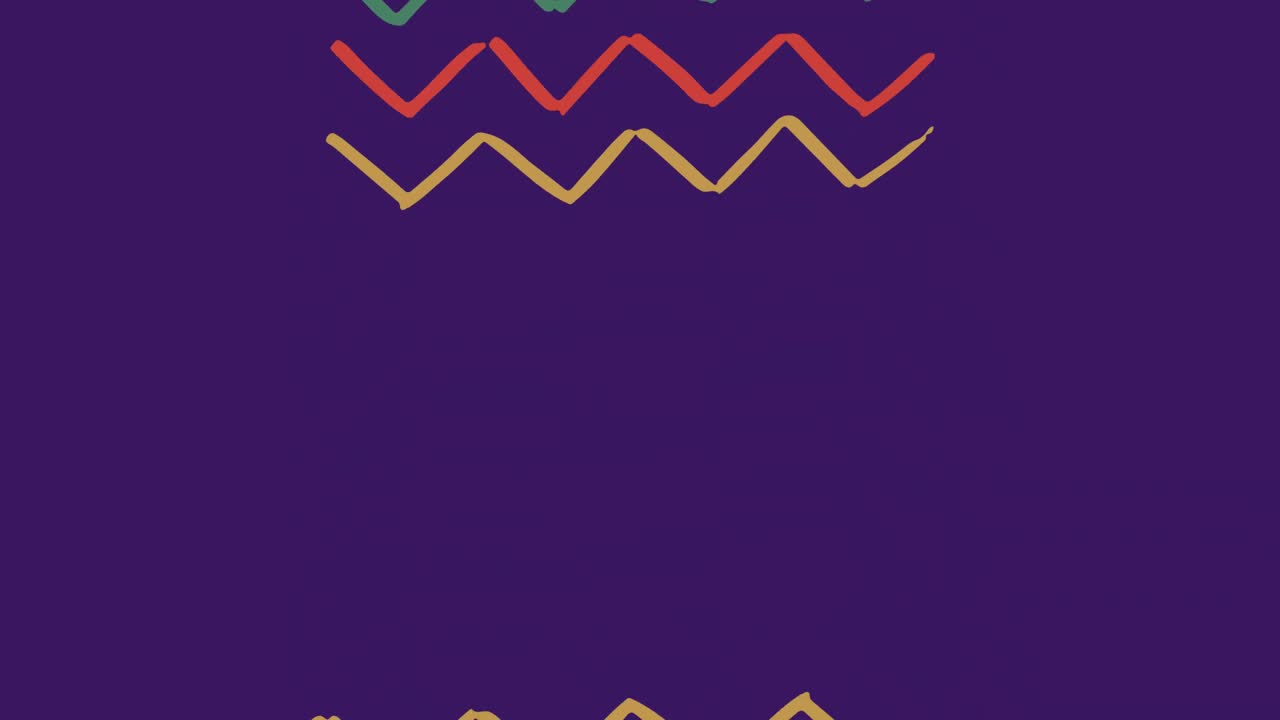 animación digital de coloridas líneas en zigzag que se mueven contra un fondo azul