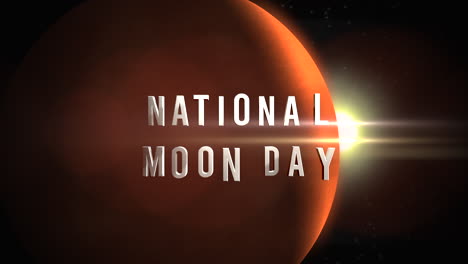 día nacional de la luna con el planeta rojo y la luz de las estrellas en la galaxia oscura