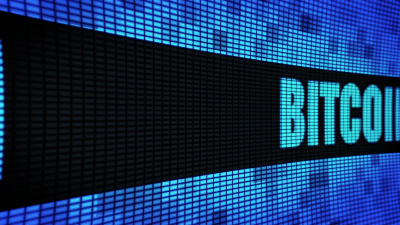 Bitcoin displayed on a LED screen