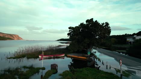 aerial footage of the lagoon in natures valley, plettenburg bay