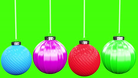 colorful christmas ball turntable 3d animation on green screen