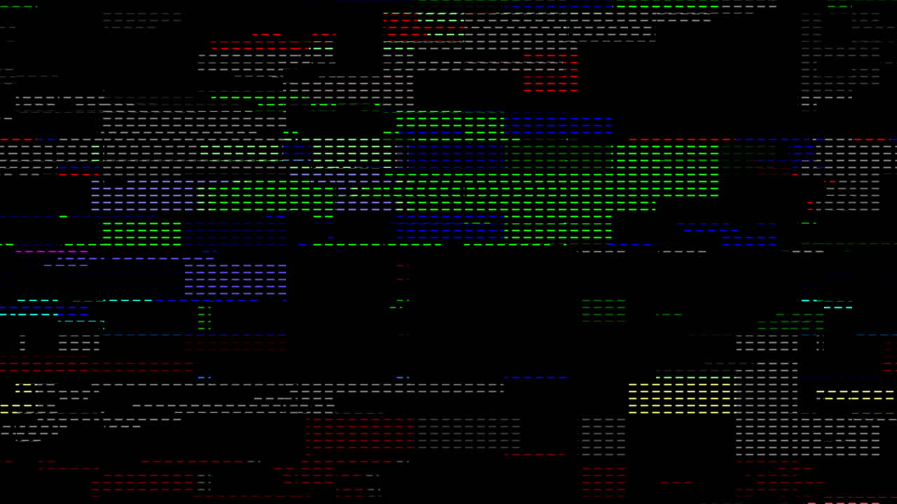 Colorful Digital Glitch Effect with Moving Squares and Lines