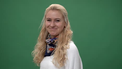 woman  looking straight and smiling