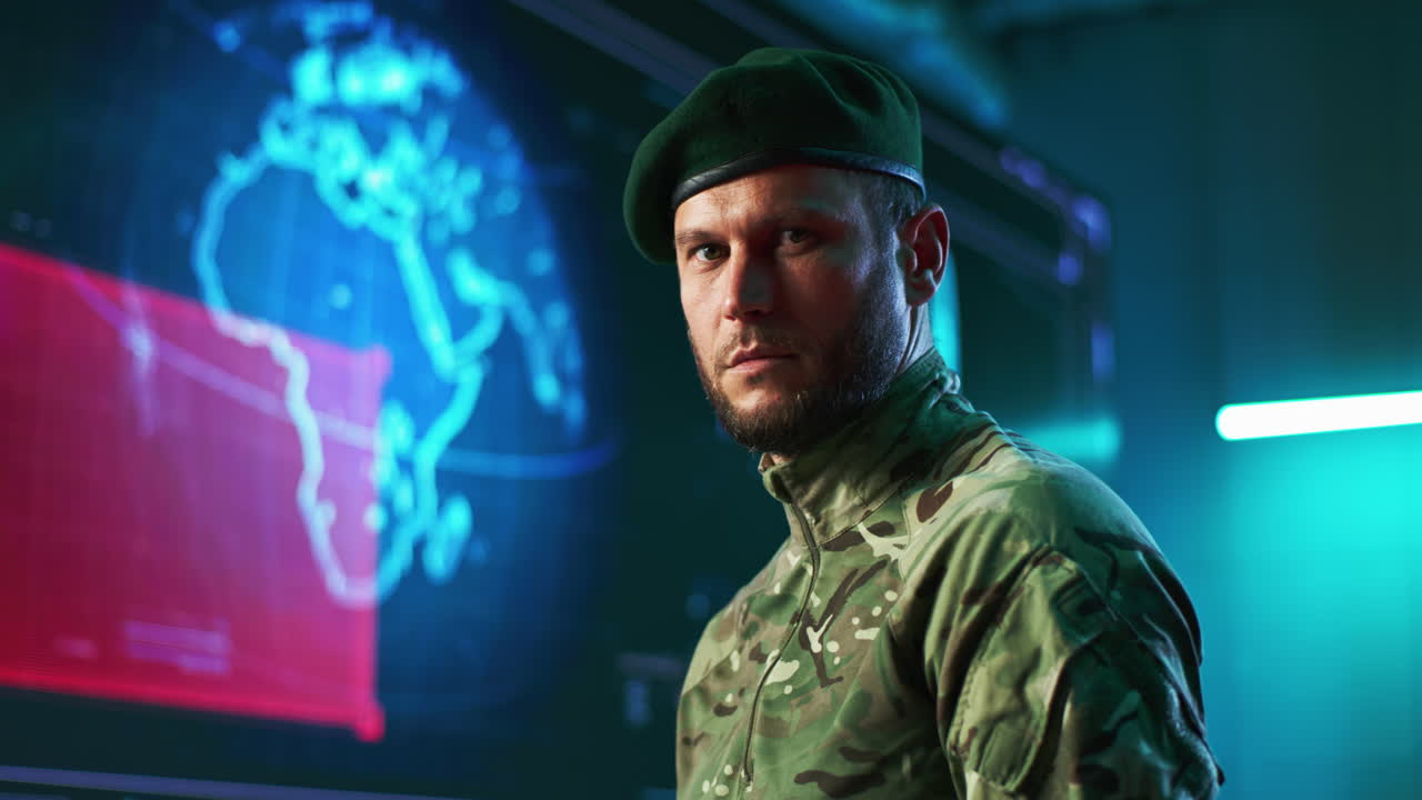 Soldier in a Command Center