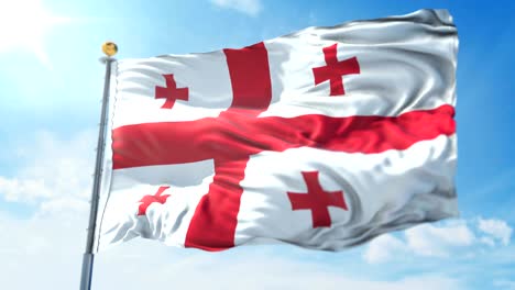 bandera de georgia bucle sin costuras vídeo de renderización 3d. hermoso bucle de tela textil agitando