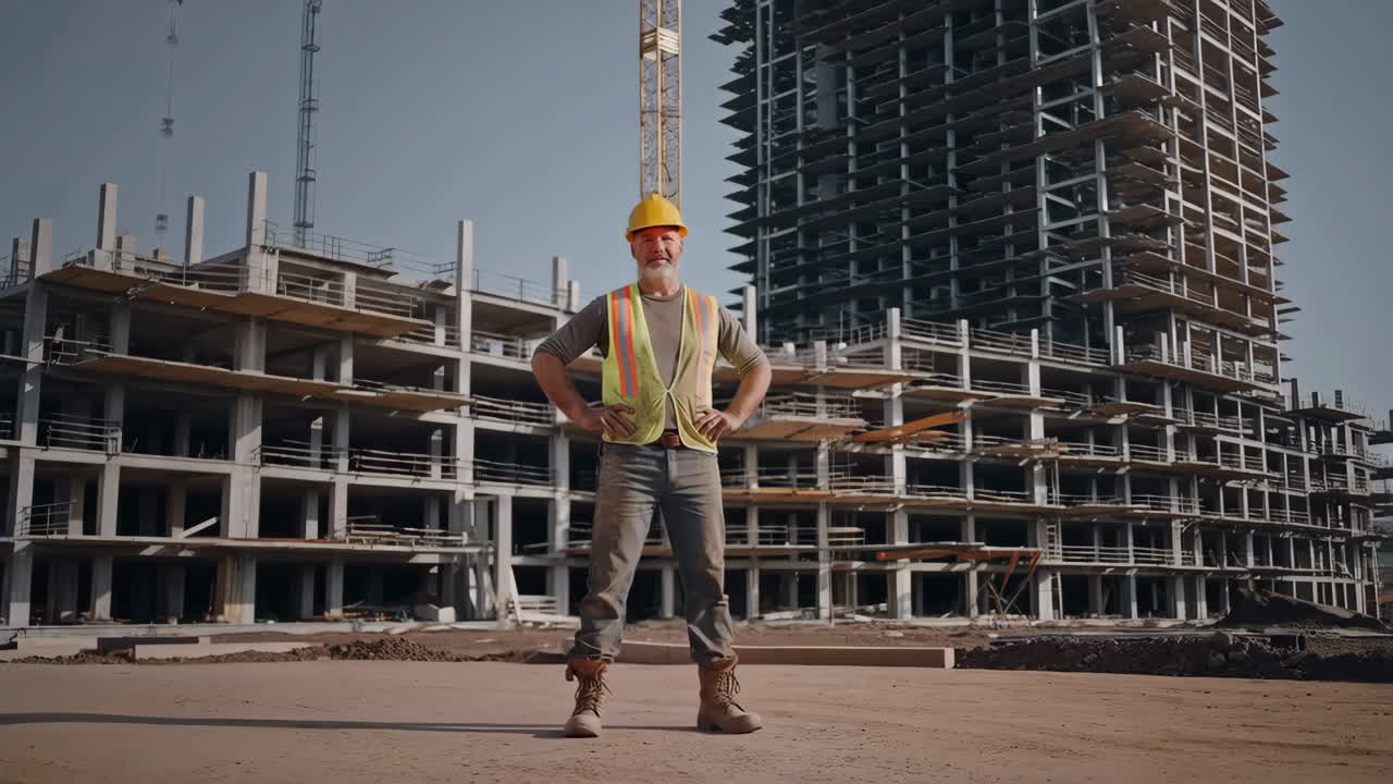 trabajador de la construcción en un sitio de construcción