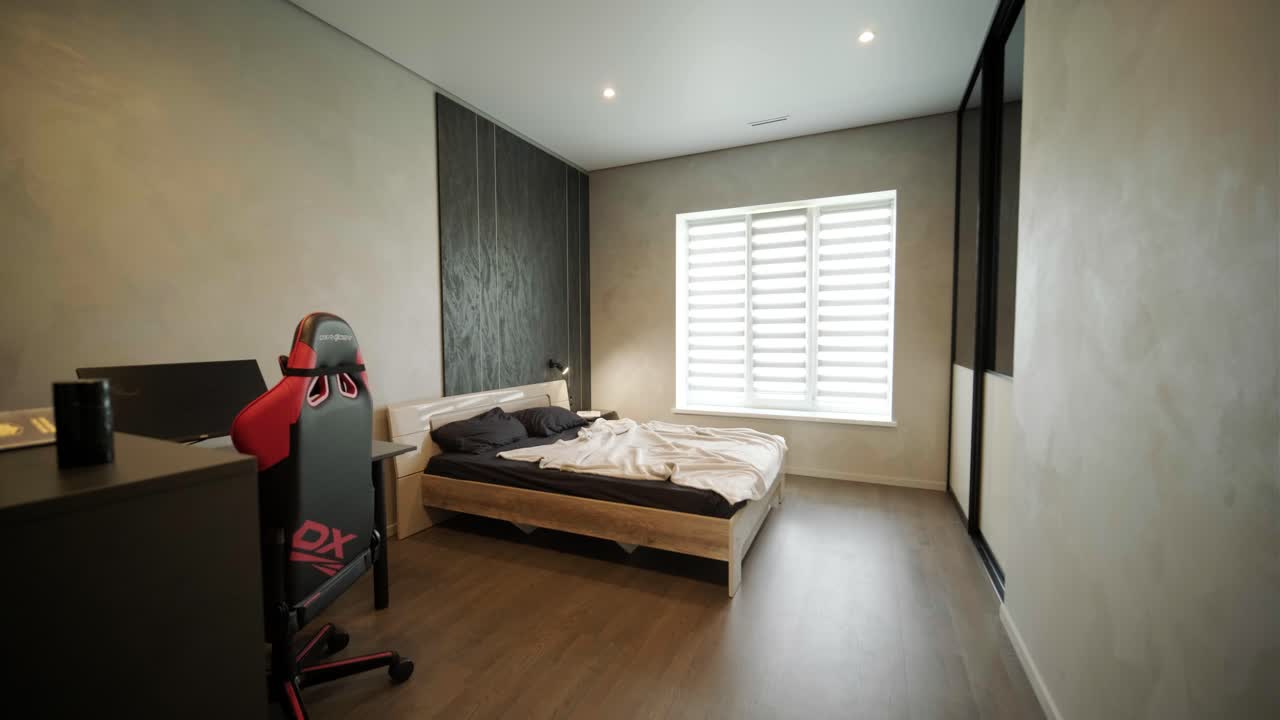 dormitorio principal de lujo con detalles elegantes y modernos