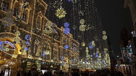moscow christmas light decoration in city street, winter view