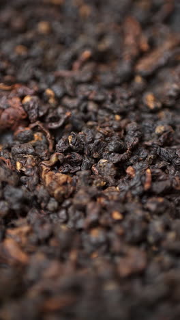 close-up view of dried black tea leaves