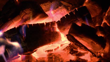 fire at fireplace in night