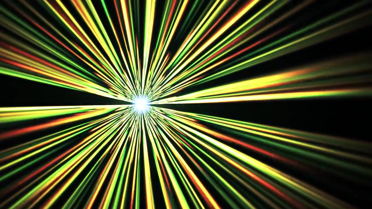 Colorful Light Rays Moving Through a Hyperspace Tunnel