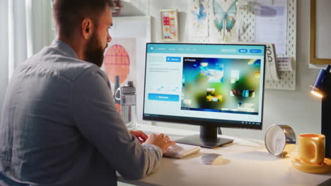 man working on a computer, generating images using ai art software.