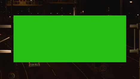 night city street billboard stand with green screen