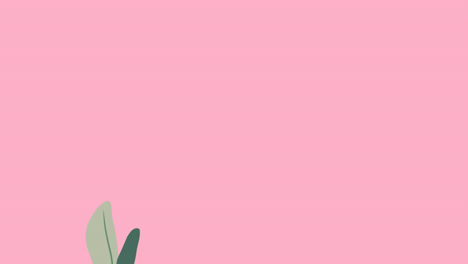 Animation-of-sale-text-in-frame-over-glowing-blob-and-plant-on-pink-background