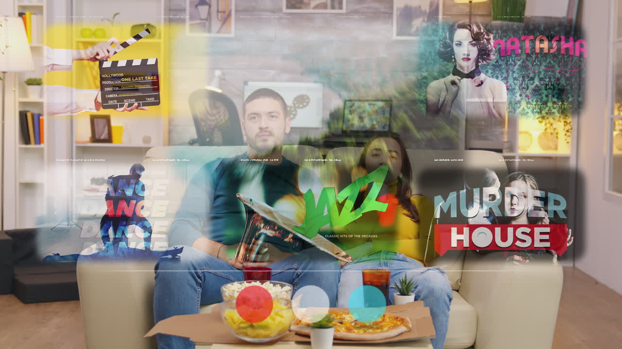 집 에서 영화 를 보는 밤 을 즐기는 부부