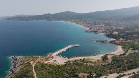 aerial view of a beautiful coastal town in greece