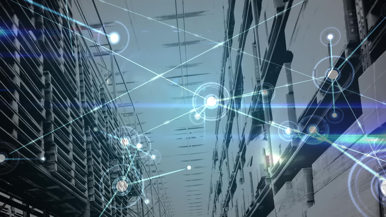 Animation of network of connections over warehouse