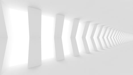 corredor blanco vacío futurista con paredes rectangulares y luz brillante