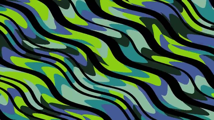 Abstract Wavy Liquid Motion Background in Green and Blue