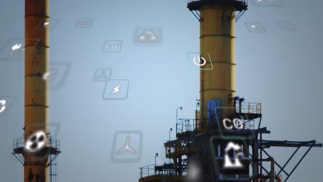 animation of ecology icons over factory