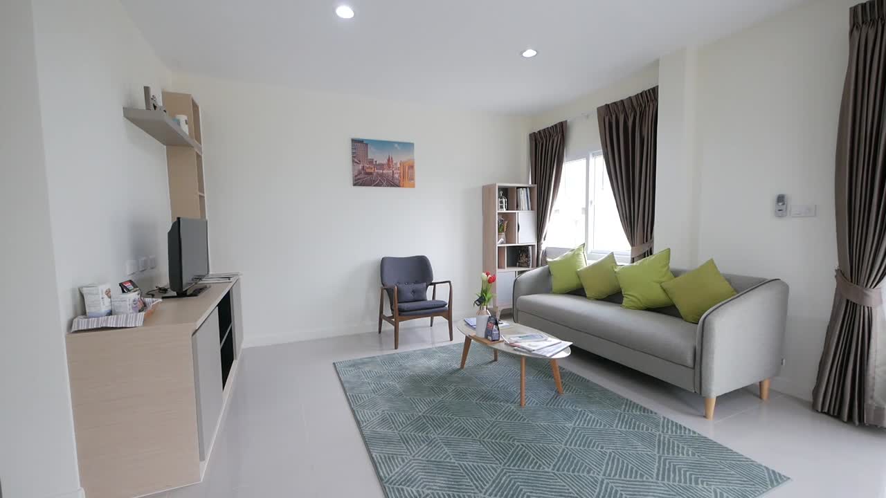 idea de decoración del hogar de planta abierta amueblada y elegante