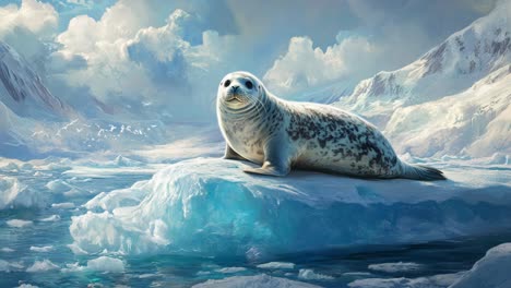 seal on an iceberg in the arctic
