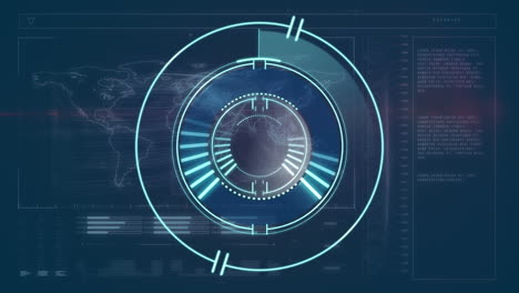 animación de la cuenta atrás, el escaneo del alcance y el procesamiento de datos en pantalla digital