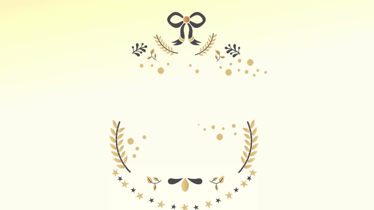 노란색 배경에 복사 공간과 함께 크리스마스 장식의 애니메이션