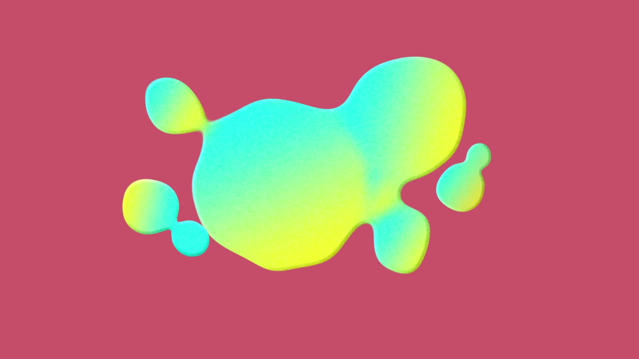 Teal and yellow puddle on red background