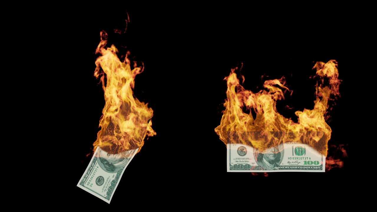 Burning 100$ dollar bill - loop