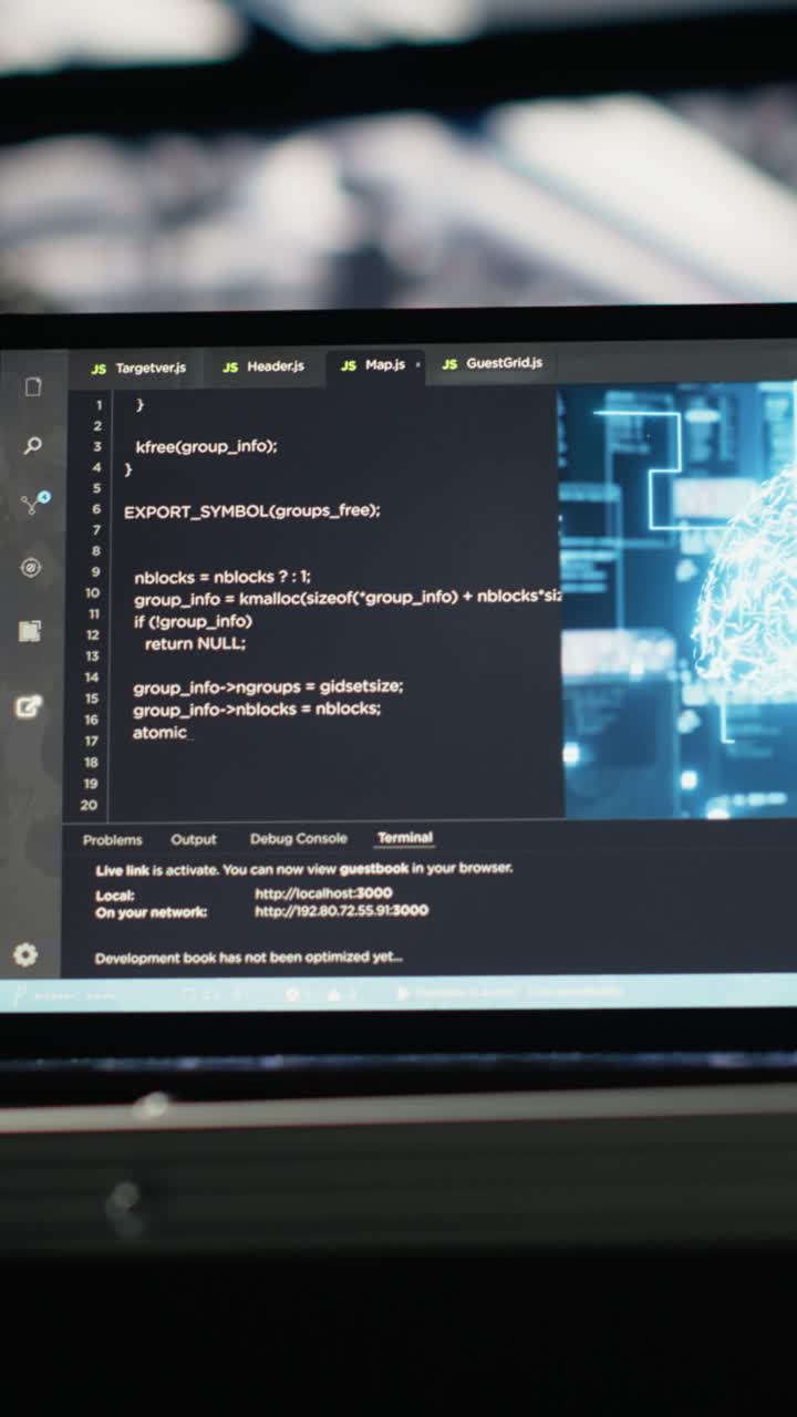 Vertical Video Artificial Intelligence Technology On Notebook In Industrial Data Center Facility