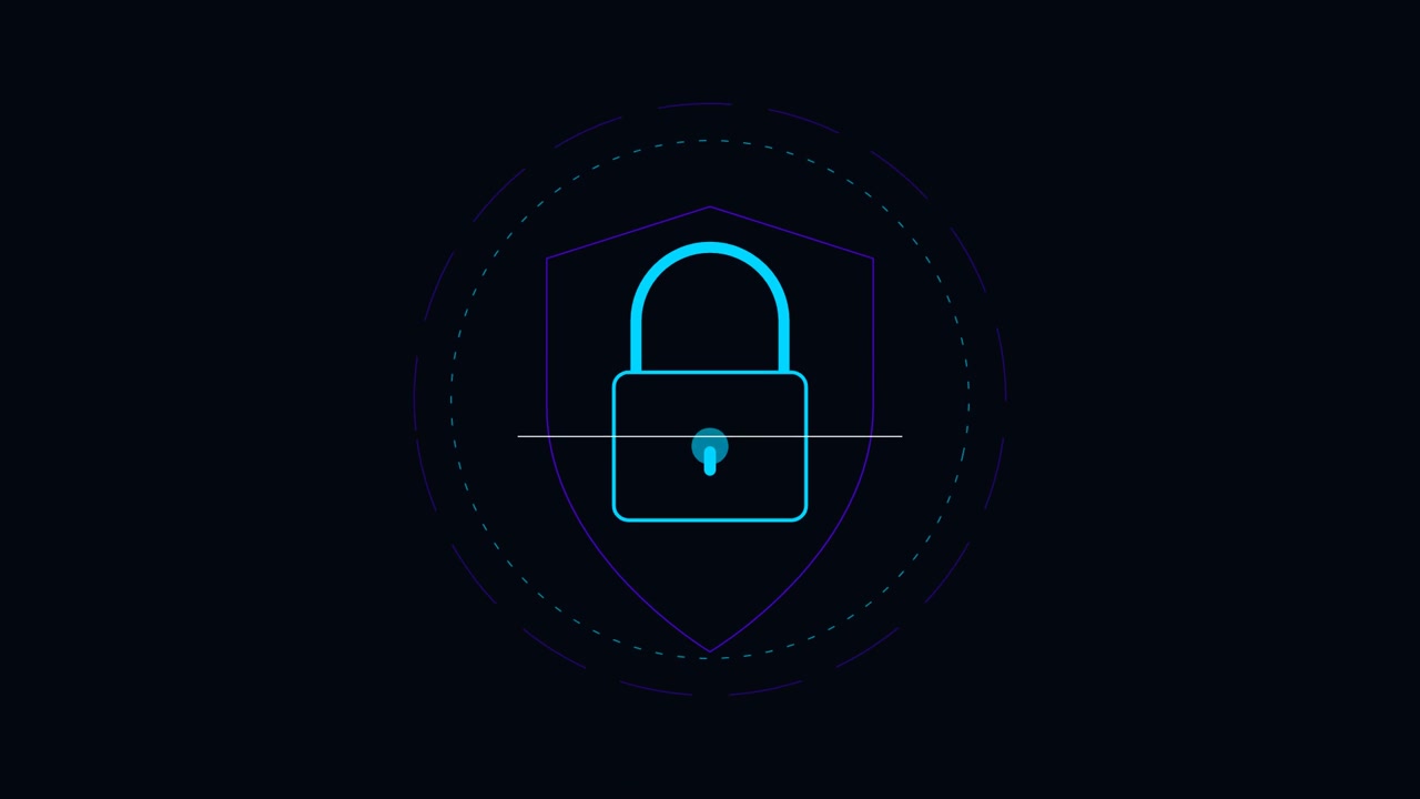 Digital Security Shield Icon with Scanning Animation