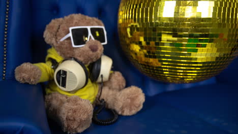 teddy bear dj with disco ball