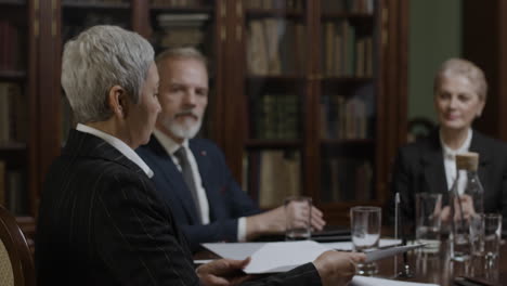 business meeting in a law firm library