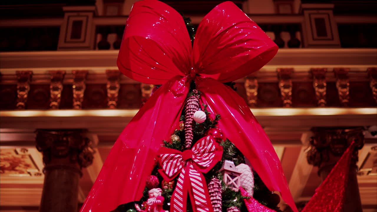 The decorated Christmas tree inside the Monte Carlo Casino in Monaco