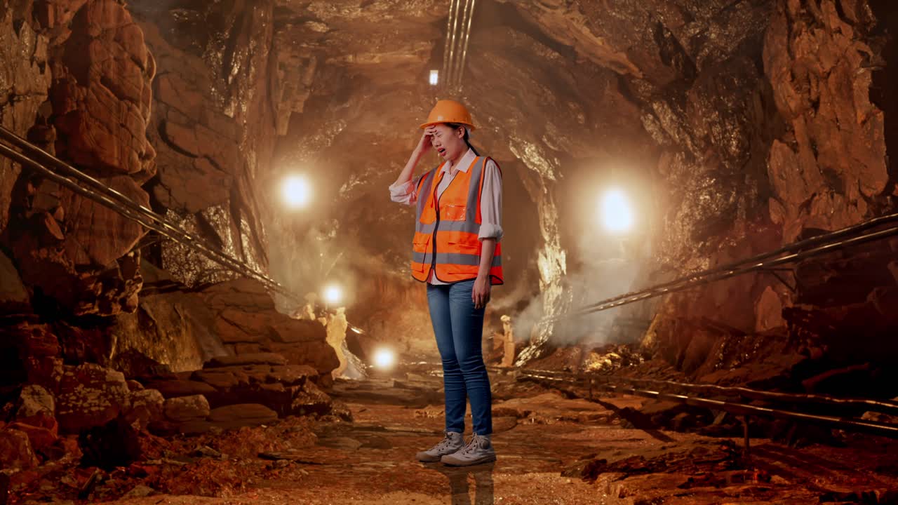 Woman Miner in a Tunnel