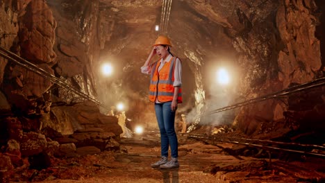 woman miner in a tunnel