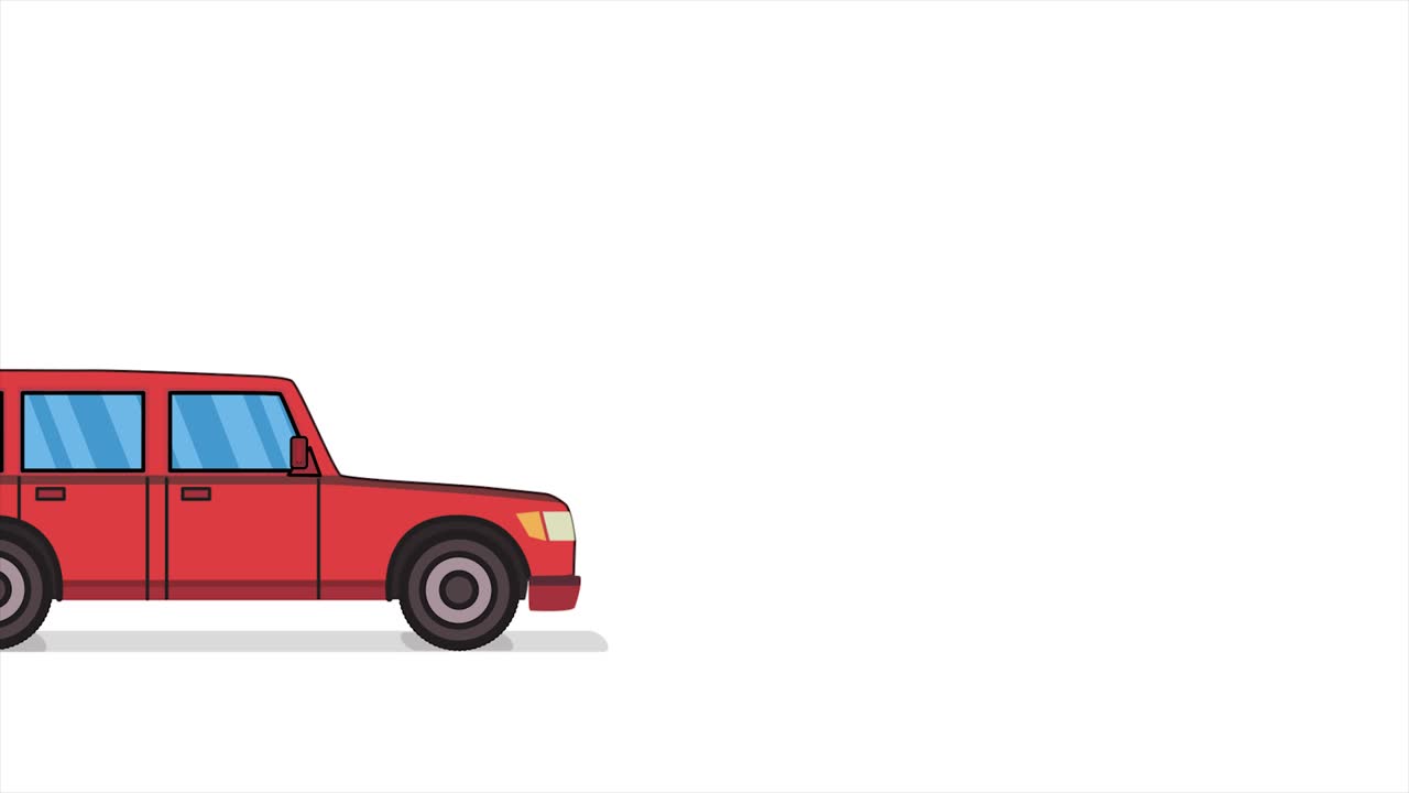 Man pushing forward and running after broken car. Flat animation, isolated on white background.