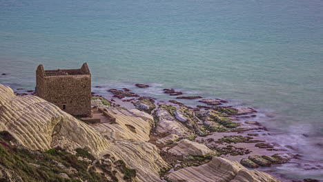 High-angle-shot-of-Punta-Bianca,-Agrigento,-Sicily,-Italy,-Europe