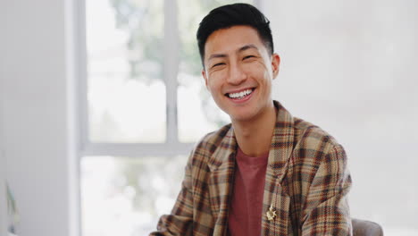 web design, smile and face of an asian man
