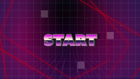 animation of start, red linear shapes and purple space