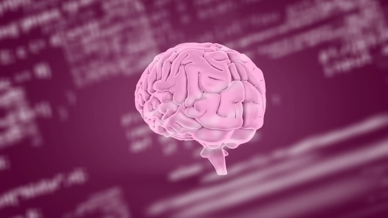 animación del cerebro humano y procesamiento de datos científicos.