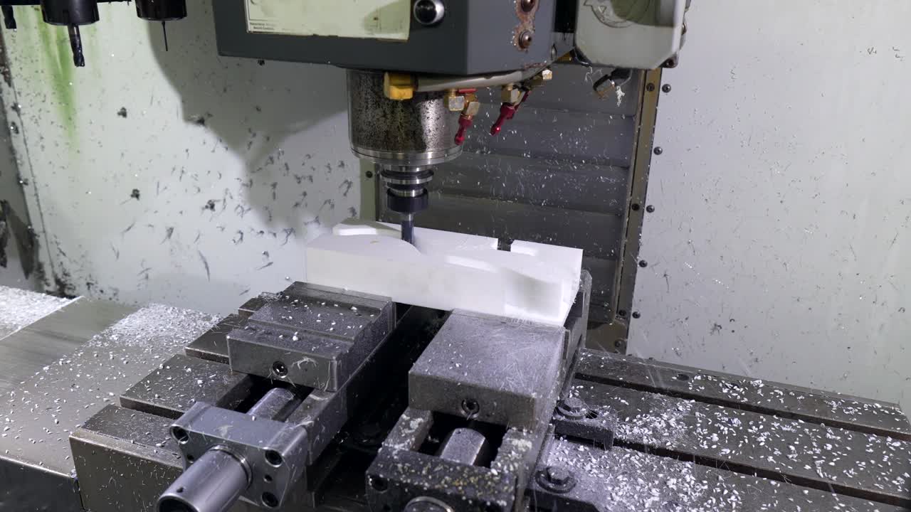 CNC machine cutting a workpiece