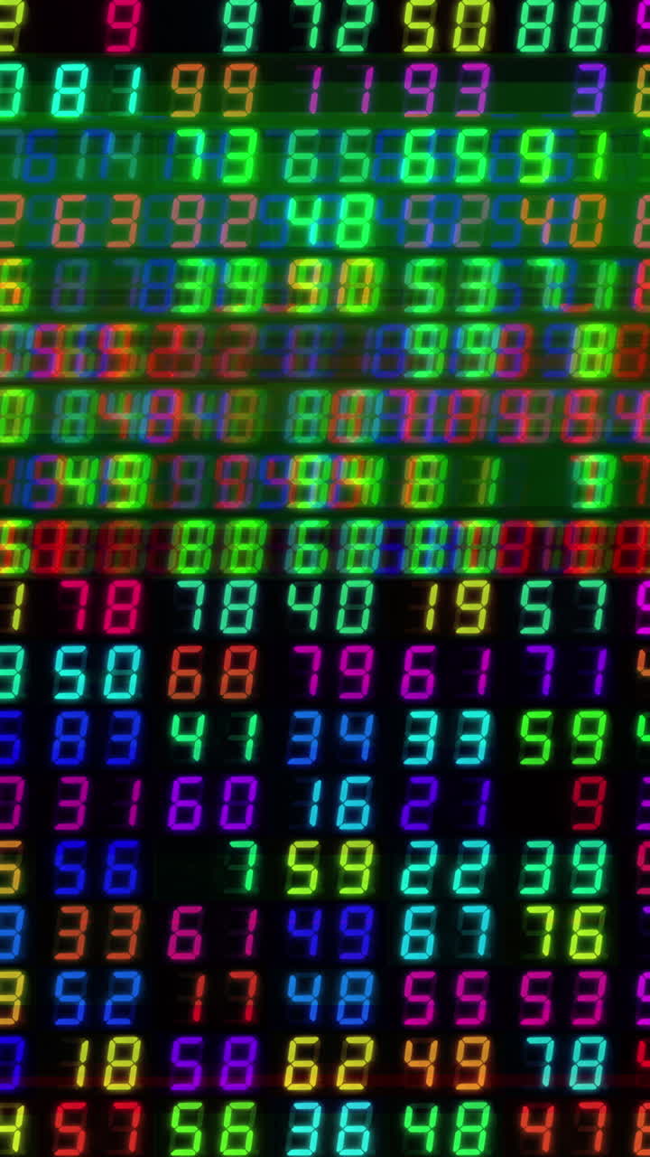 números de conteo, tiempo e información de código en vertical